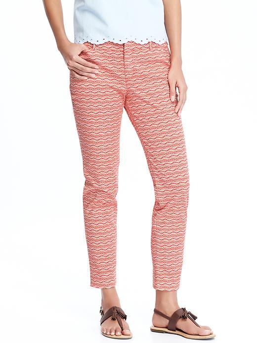 Old Navy Womens Patterned The Pixie Chinos Size 0 Regular - Orange Fish