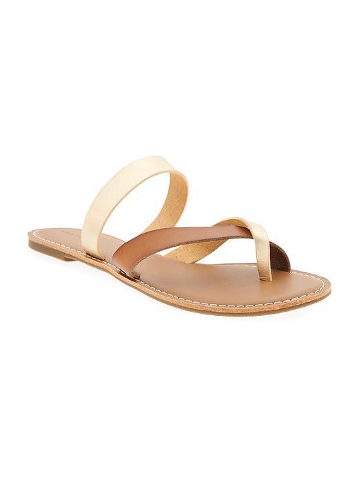 Old Navy Criss Cross Faux Leather Sandals For Women - Metallic Gold