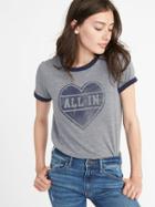 Old Navy Womens Slim-fit Graphic Ringer Tee For Women All In Size Xl