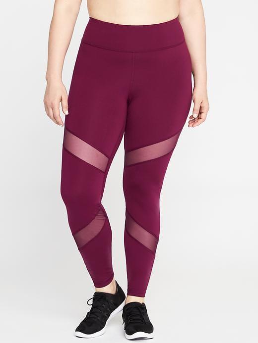 Old Navy Womens High-rise Plus-size Mesh-trim Leggings Winter Wine Size 4x