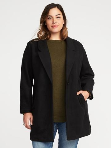 Old Navy Womens Soft-brushed Plus-size Everyday Coat Black Size 3x