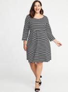 Old Navy Womens Fit & Flare Plus-size Scoop-neck Dress Black/white Stripe Size 2x