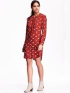 Old Navy Womens Crepe Shirt Dresses Size L Tall - Red Saffron