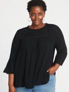 Old Navy Womens Plus-size Boho Ruffle-trim Swing Top Black Size 1x