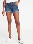 Mid-rise Cuffed Denim Shorts For Women - 3-inch Inseam