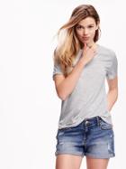 Old Navy Relaxed French Terry Tee For Women - Bc02 Light Hthr Grey