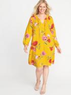 Old Navy Womens Plus-size Split-neck Floral Shift Dress Yellow Floral Size 2x