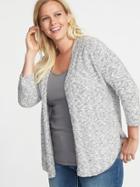 Old Navy Womens Plus-size Open-front Marled Sweater Grey Marl Size 1x