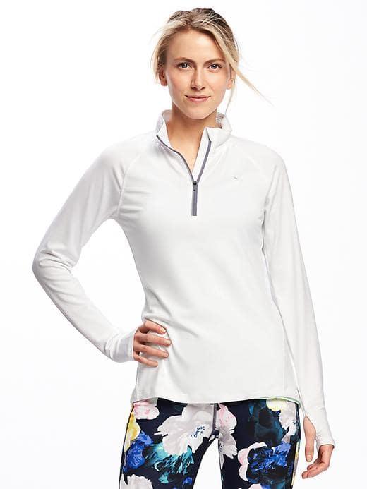 Old Navy Go Dry Performance 1/4 Zip Pullover For Women - Orange Stripe