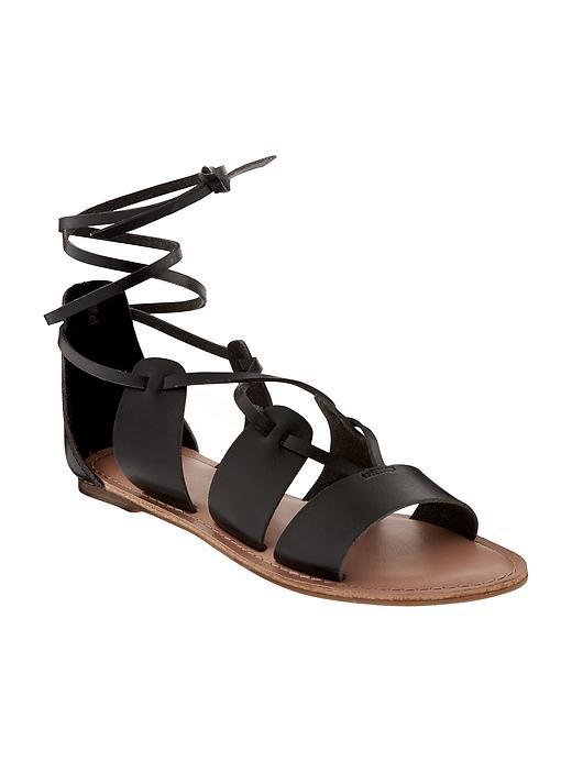 Old Navy Lace Up Gladiator Sandal - Black