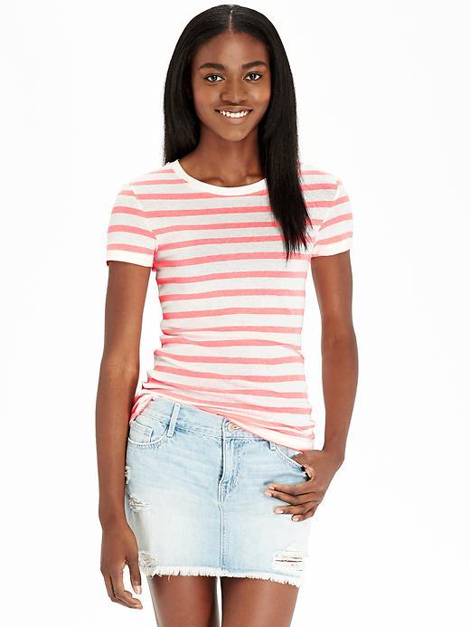 Old Navy Womens Perfect Crew Neck Tees Size L Tall - Neon Stripes