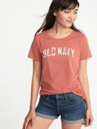 Old Navy Womens Logo-graphic Everywear Tee For Women Floral Logo Size L