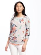 Old Navy Relaxed Vintage Fleece Sweatshirt For Women - Gray Floral Print