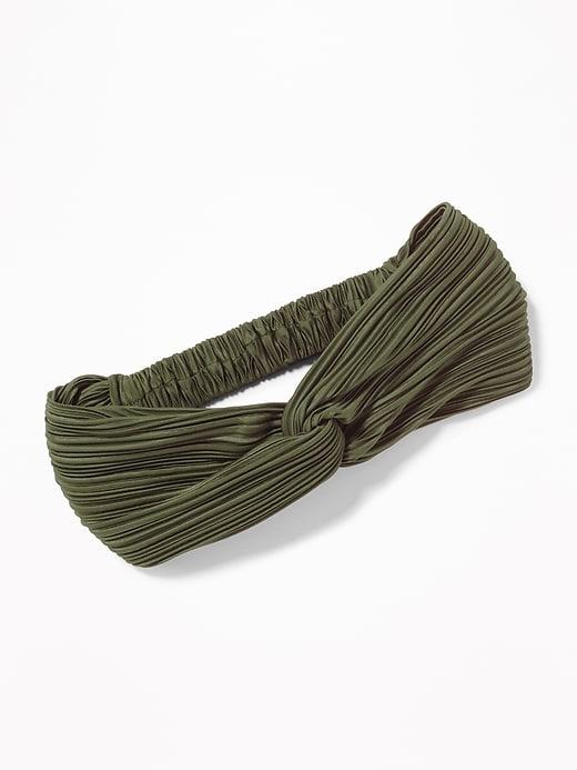 Old Navy Womens Pleated Satin Headwrap For Women Olive Through This Size One Size