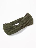 Old Navy Womens Pleated Satin Headwrap For Women Olive Through This Size One Size