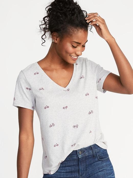 Everywear Bike-graphic V-neck Tee For Women