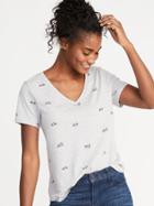 Everywear Bike-graphic V-neck Tee For Women