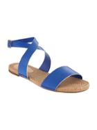Old Navy Faux Leather Ankle Strap Sandals For Women - Bluest Eye