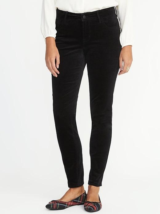 Old Navy Womens Mid-rise Velvet Rockstar Pants For Women Black Size 0