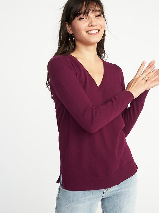 Old Navy Womens Classic Marled V-neck Sweater For Women Winter Wine Size Xs