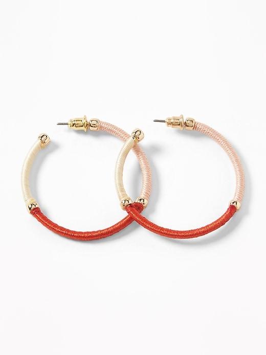 Thread-wrapped Hoop Earrings For Women