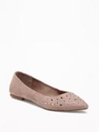 Old Navy Embellished Pointed Toe Flats For Women - Taupe