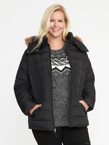 Old Navy Womens Frost-free Plus-size Hooded Jacket Black Size 4x