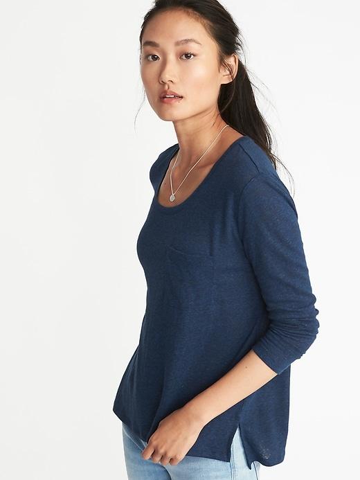 Old Navy Womens Linen-blend Boyfriend Tee For Women Ahoy Navy Size Xs