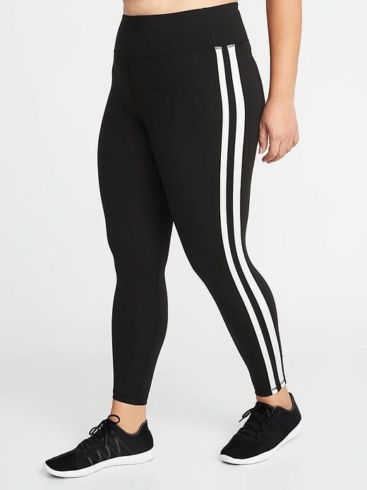 Old Navy Womens High-rise Side-stripe Plus-size 7/8-length Compression Leggings Blackjack Size 3x