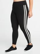 Old Navy Womens High-rise Side-stripe Plus-size 7/8-length Compression Leggings Blackjack Size 3x