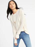 Old Navy Womens Slub-knit Crew-neck Sweater For Women Creme Size Xl