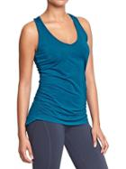 Womens Active Ruched Tanks Size Xs - Peacock Jewel Poly
