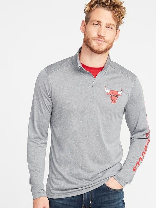 Old Navy Mens Nba Team-graphic 1/4-zip Pullover For Men Chicago Bulls Size L