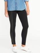 Old Navy Faux Leather Panel Leggings For Women - Blackjack