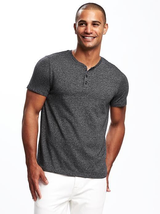 Old Navy Henley Crew Neck Tee For Men - Dark Gray