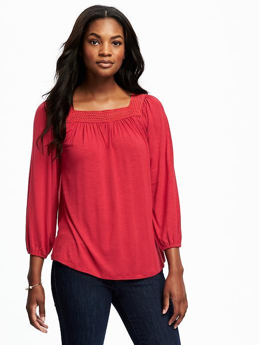 Old Navy Crochet Trim Peasant Top For Women - In The Red