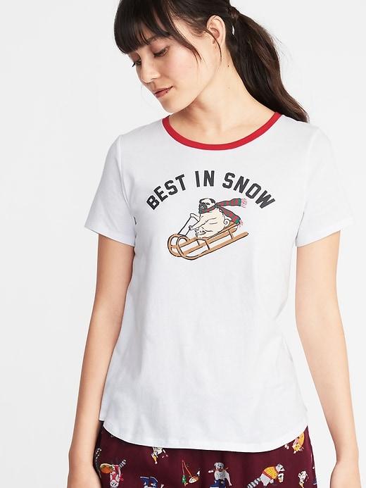 Old Navy Womens Everywear Holiday-graphic Tee For Women Very Merry Size S