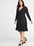Old Navy Womens Fit & Flare Plus-size Faux-wrap Dress Black/white Dots Size 2x