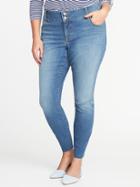 Old Navy Womens Smooth & Slim Plus-size Built-in Sculpt High-rise Rockstar Jeans Bright Worn Wash Size 16