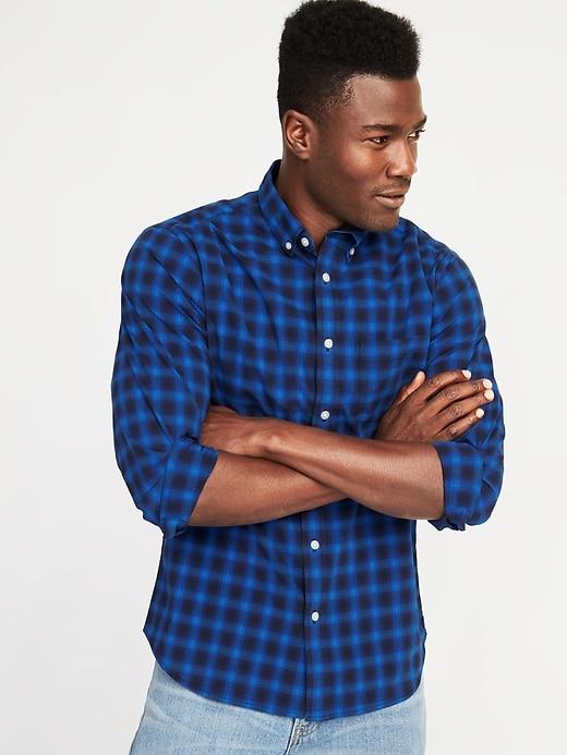 Old Navy Mens Regular-fit Built-in Flex Everyday Shirt For Men Magnetic Cobalt Size L