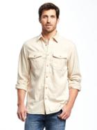 Old Navy Regular Fit Garment Dyed Shirt Jacket For Men - Stone Carving