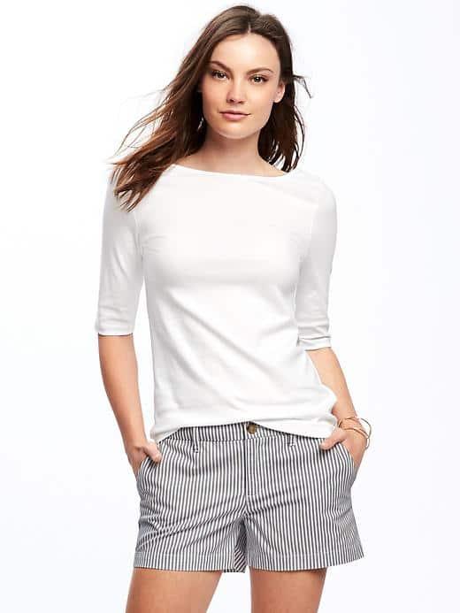 Old Navy Classic Fitted Ballet Back Tee For Women - Cream