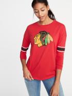 Old Navy Womens Nhl Team Sleeve-stripe Tee For Women Chicago Blackhawks Size Xs