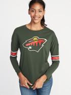 Old Navy Womens Nhl Team Sleeve-stripe Tee For Women Minnesota Wild Size Xs