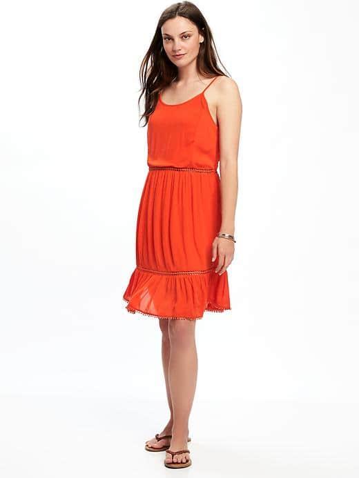 Old Navy Crochet Trim Swing Dress For Women - Hot Tamale