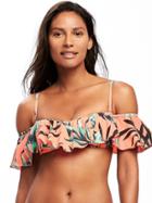 Old Navy Bandeau Bikini Top For Women - Neon Palms Nylon