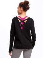 Old Navy Womens Lattice-back Sweatshirt For Women Blackjack Size M