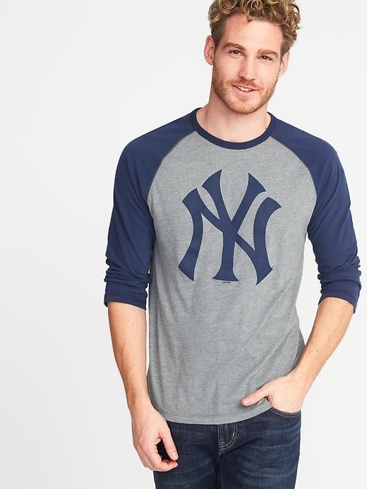 Old Navy Mens Mlb Team Raglan-sleeve Tee For Men N.y. Yankees Size L