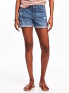 Old Navy Cuffed Boyfriend Denim Shorts For Women 3 1/2 - Blue Palo