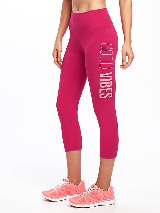 Old Navy Go Dry Cool Graphic Crop Leggings For Women - Party Started Pink